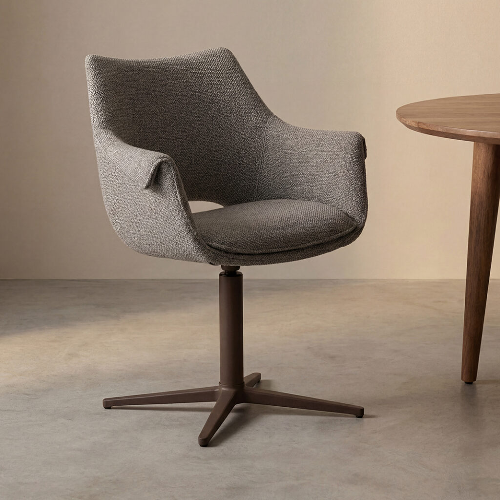 pro_105414_img_9293545 LABEL51 Eetkamerstoelen Nozomi - Mushroom - Boucle - Brons Metalen Frame