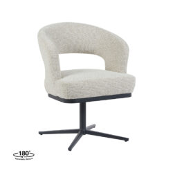 LABEL51 Eetkamerstoelen Monaco - Naturel - Boucle - Zwart Metalen Frame