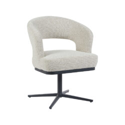 LABEL51 Eetkamerstoelen Monaco - Naturel - Boucle - Zwart Metalen Frame