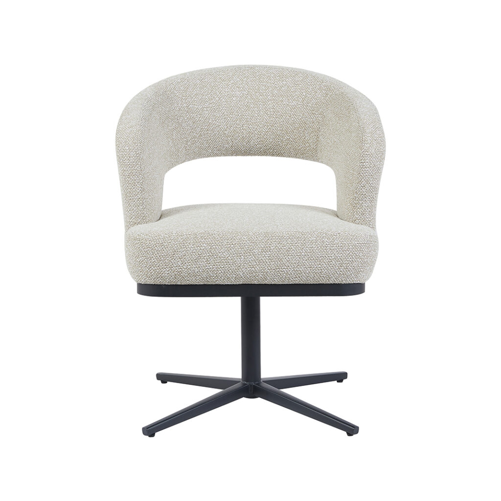 LABEL51 Eetkamerstoelen Monaco - Naturel - Boucle - Zwart Metalen Frame