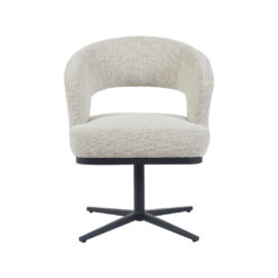 LABEL51 Eetkamerstoelen Monaco - Naturel - Boucle - Zwart Metalen Frame