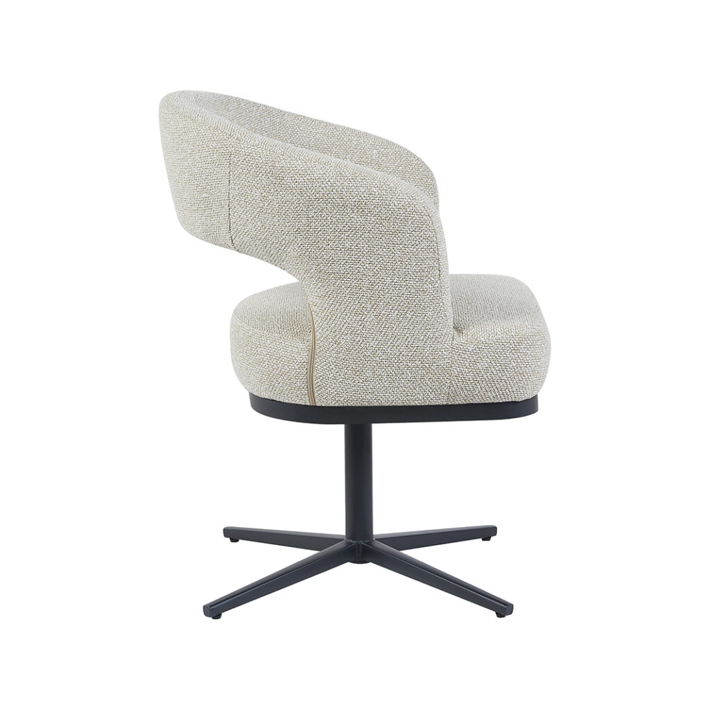 LABEL51 Eetkamerstoelen Monaco - Naturel - Boucle - Zwart Metalen Frame