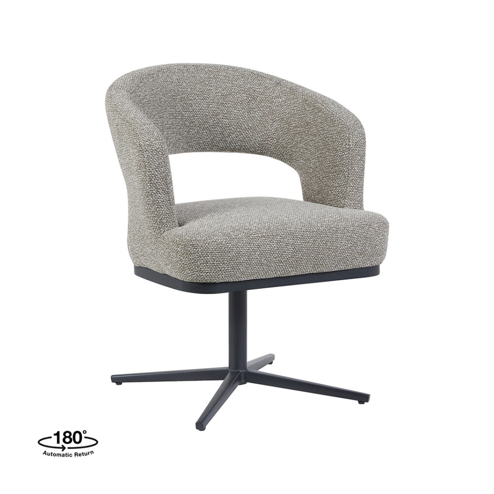 LABEL51 Eetkamerstoelen Monaco - Mushroom - Boucle - Zwart Metalen Frame