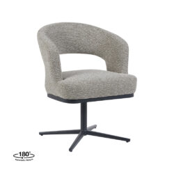 LABEL51 Eetkamerstoelen Monaco - Mushroom - Boucle - Zwart Metalen Frame