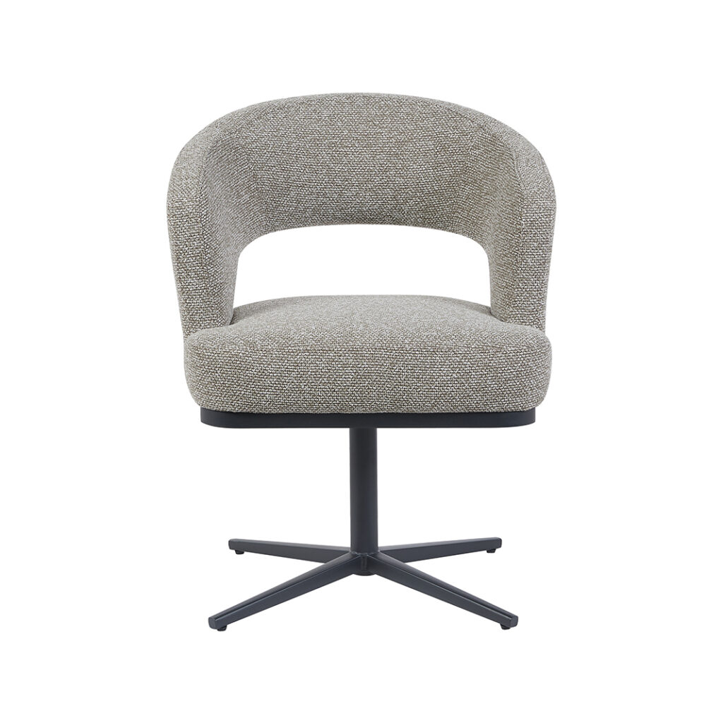 LABEL51 Eetkamerstoelen Monaco - Mushroom - Boucle - Zwart Metalen Frame