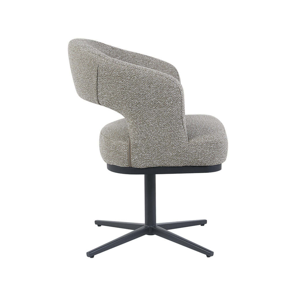 LABEL51 Eetkamerstoelen Monaco - Mushroom - Boucle - Zwart Metalen Frame