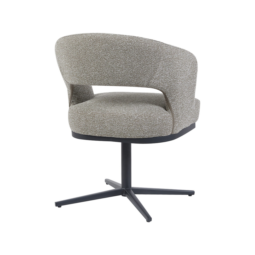 LABEL51 Eetkamerstoelen Monaco - Mushroom - Boucle - Zwart Metalen Frame