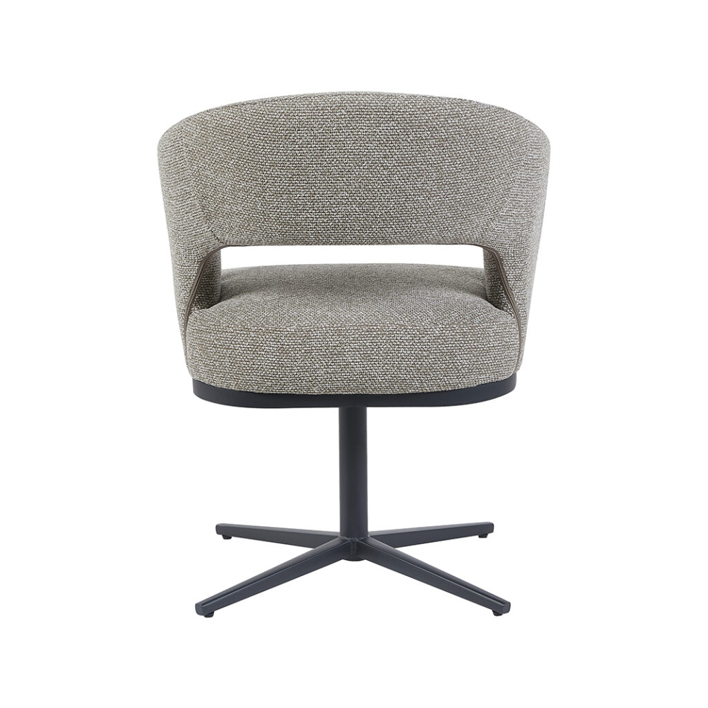 LABEL51 Eetkamerstoelen Monaco - Mushroom - Boucle - Zwart Metalen Frame