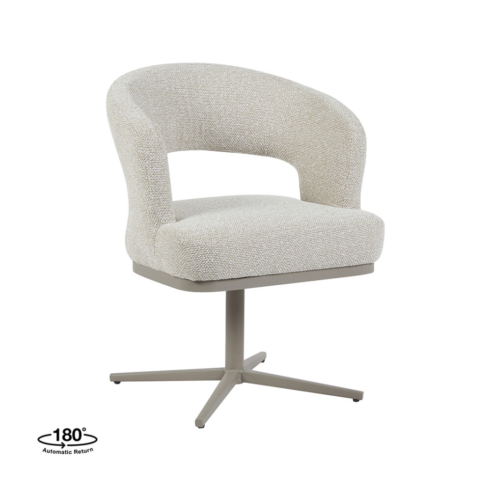 LABEL51 Eetkamerstoelen Monaco - Naturel - Boucle - Taupe Metalen Frame