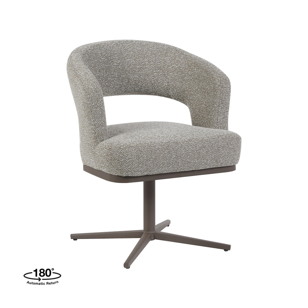 LABEL51 Eetkamerstoelen Monaco - Mushroom - Boucle - Brons Metalen Frame