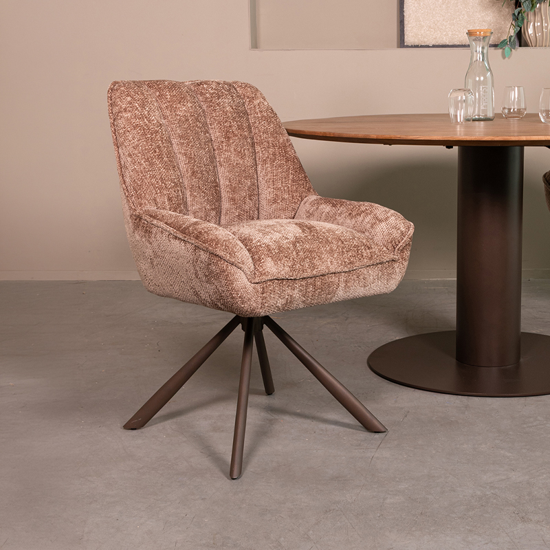 pro_105430_img_9234111 LABEL51 Eetkamerstoelen Reims - Taupe - Chenille - Brons Metalen Frame