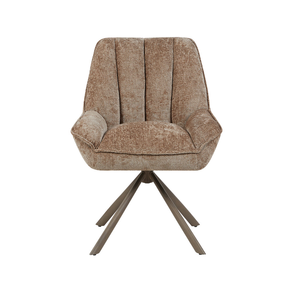 pro_105430_img_9234114 LABEL51 Eetkamerstoelen Reims - Taupe - Chenille - Brons Metalen Frame
