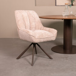 LABEL51 Eetkamerstoelen Reims - Naturel - Chenille - Brons Metalen Frame