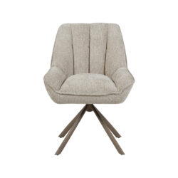 LABEL51 Eetkamerstoelen Reims - Naturel - Chenille - Brons Metalen Frame