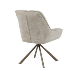 LABEL51 Eetkamerstoelen Reims - Naturel - Chenille - Brons Metalen Frame