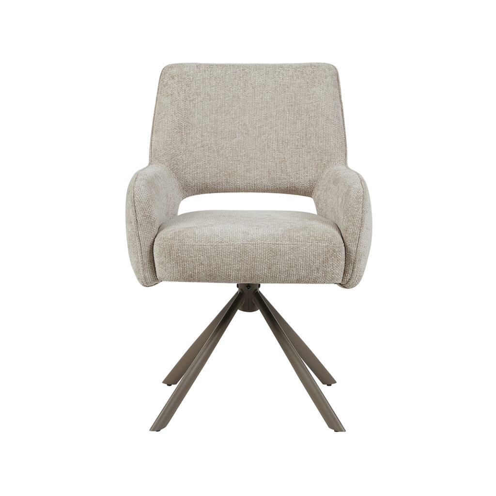 pro_105433_img_9234121 LABEL51 Eetkamerstoelen Bergerac - Naturel - Chenille - Brons Metalen Frame