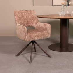 LABEL51 Eetkamerstoelen Bergerac - Taupe - Chenille - Brons Metalen Frame