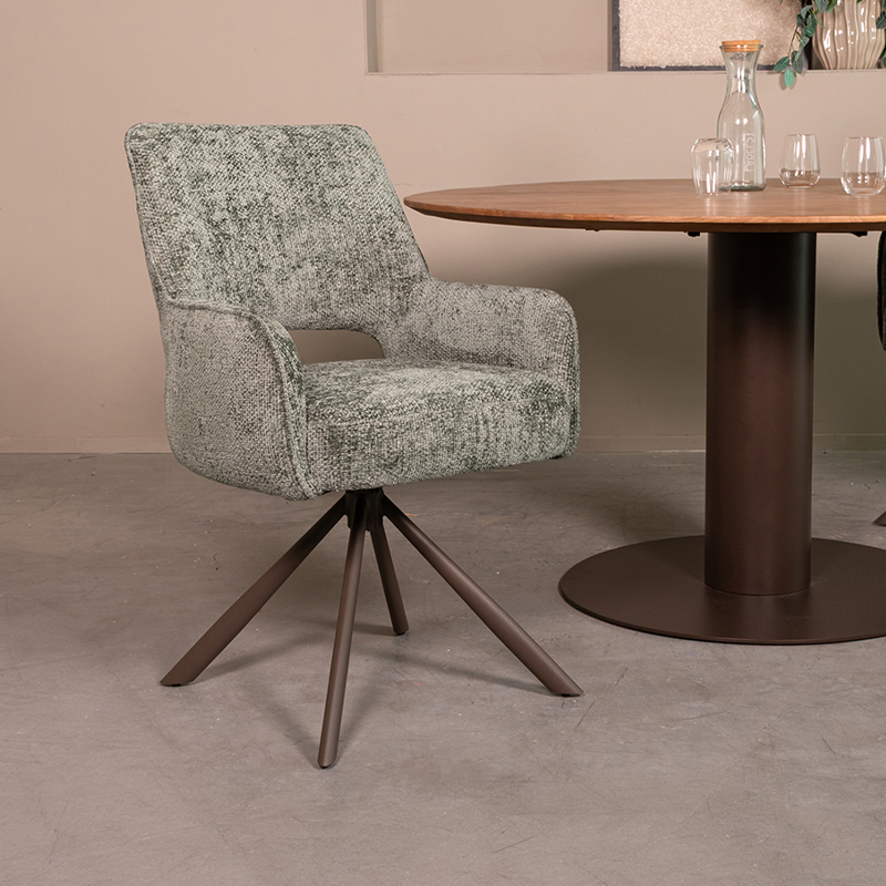 pro_105435_img_9234090 LABEL51 Eetkamerstoelen Bergerac - Hunter - Chenille - Brons Metalen Frame