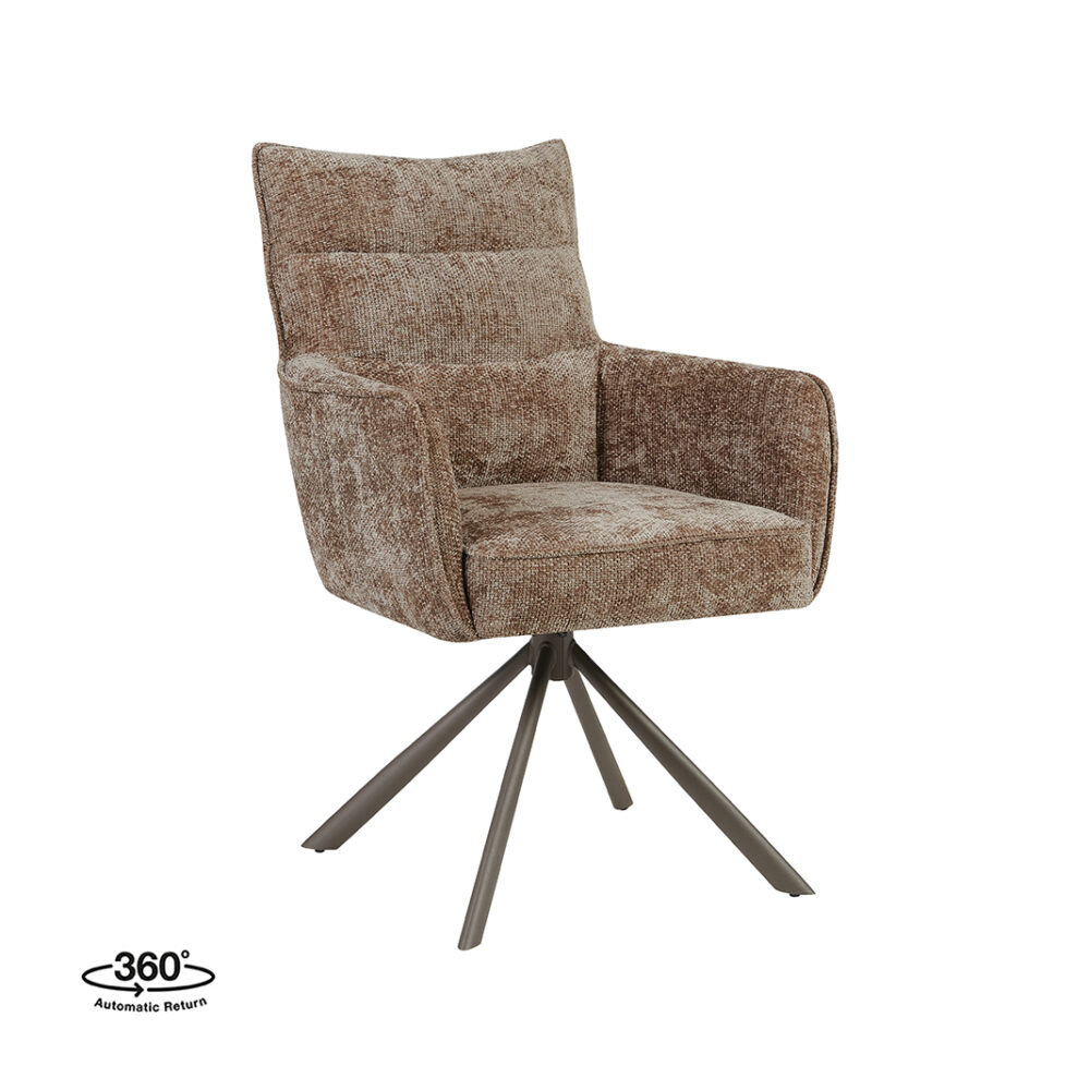 LABEL51 Eetkamerstoelen Dubai - Taupe - Chenille - Brons Metalen Frame