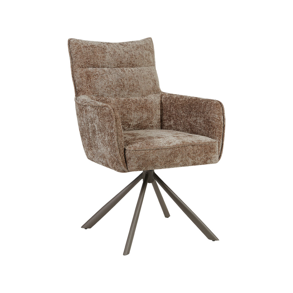 pro_105445_img_9082125 LABEL51 Eetkamerstoelen Dubai - Taupe - Chenille - Brons Metalen Frame