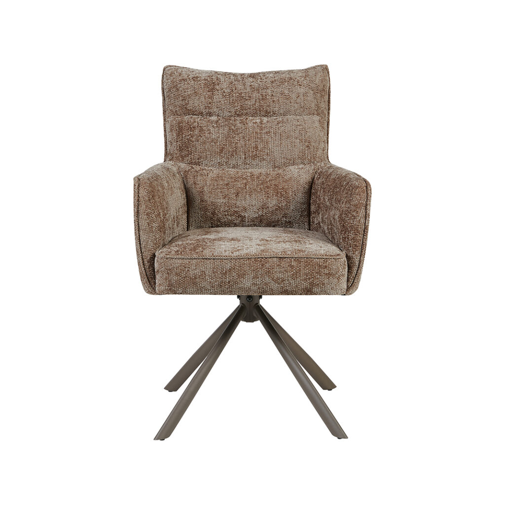 pro_105445_img_9082126 LABEL51 Eetkamerstoelen Dubai - Taupe - Chenille - Brons Metalen Frame