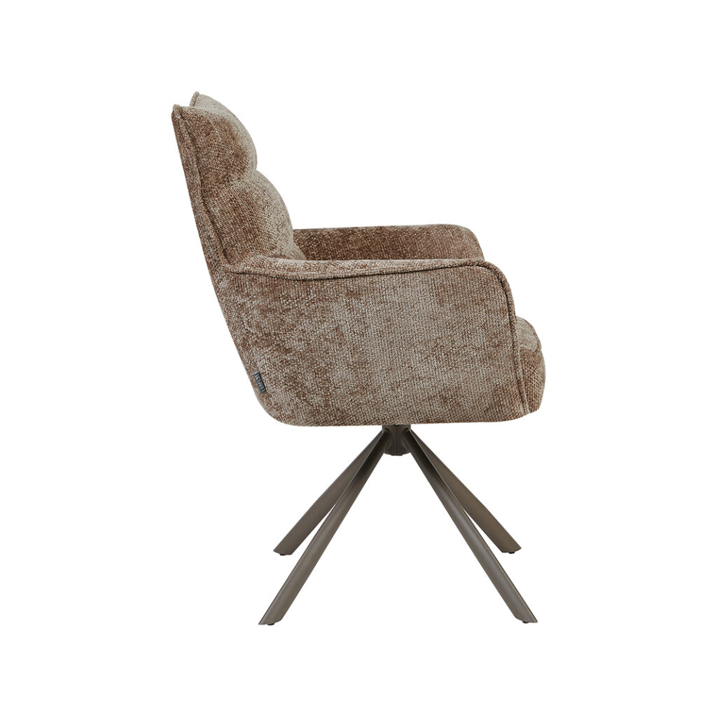 pro_105445_img_9082127 LABEL51 Eetkamerstoelen Dubai - Taupe - Chenille - Brons Metalen Frame
