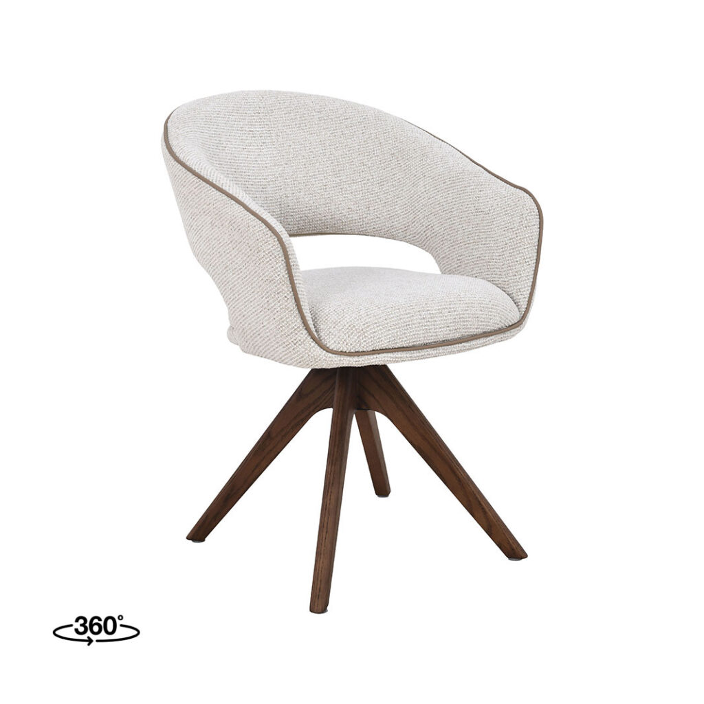 LABEL51 Eetkamerstoelen Osuma - Naturel - Geweven - Walnoot Houten Frame