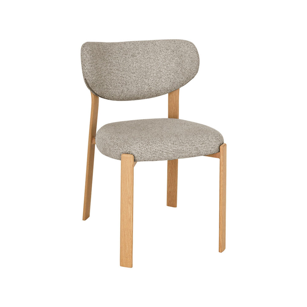 LABEL51 Eetkamerstoelen Mika - Beige - Geweven - Naturel Houtlook Metaal
