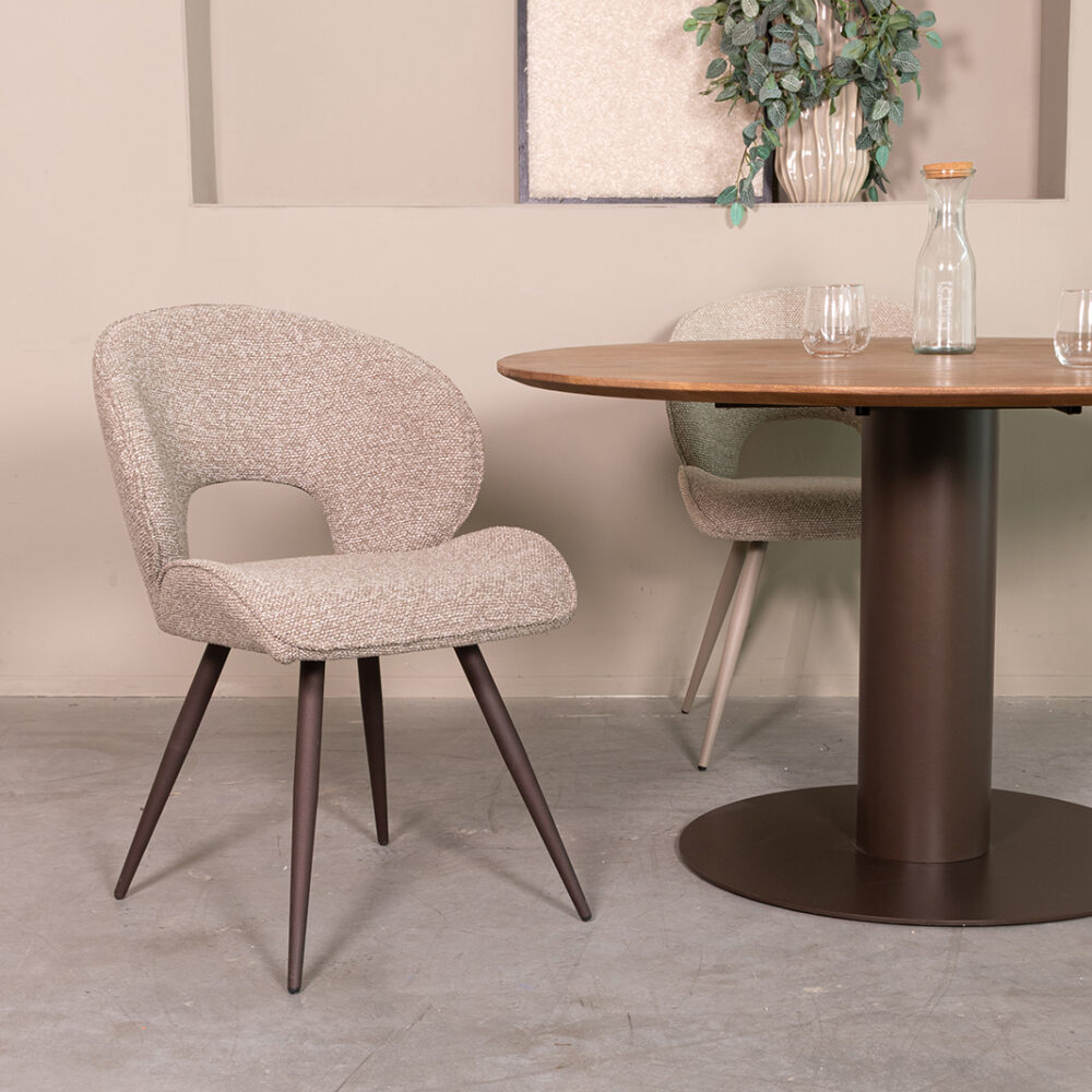 LABEL51 Eetkamerstoelen Sakura - Mushroom - Boucle - Brons Metalen Frame