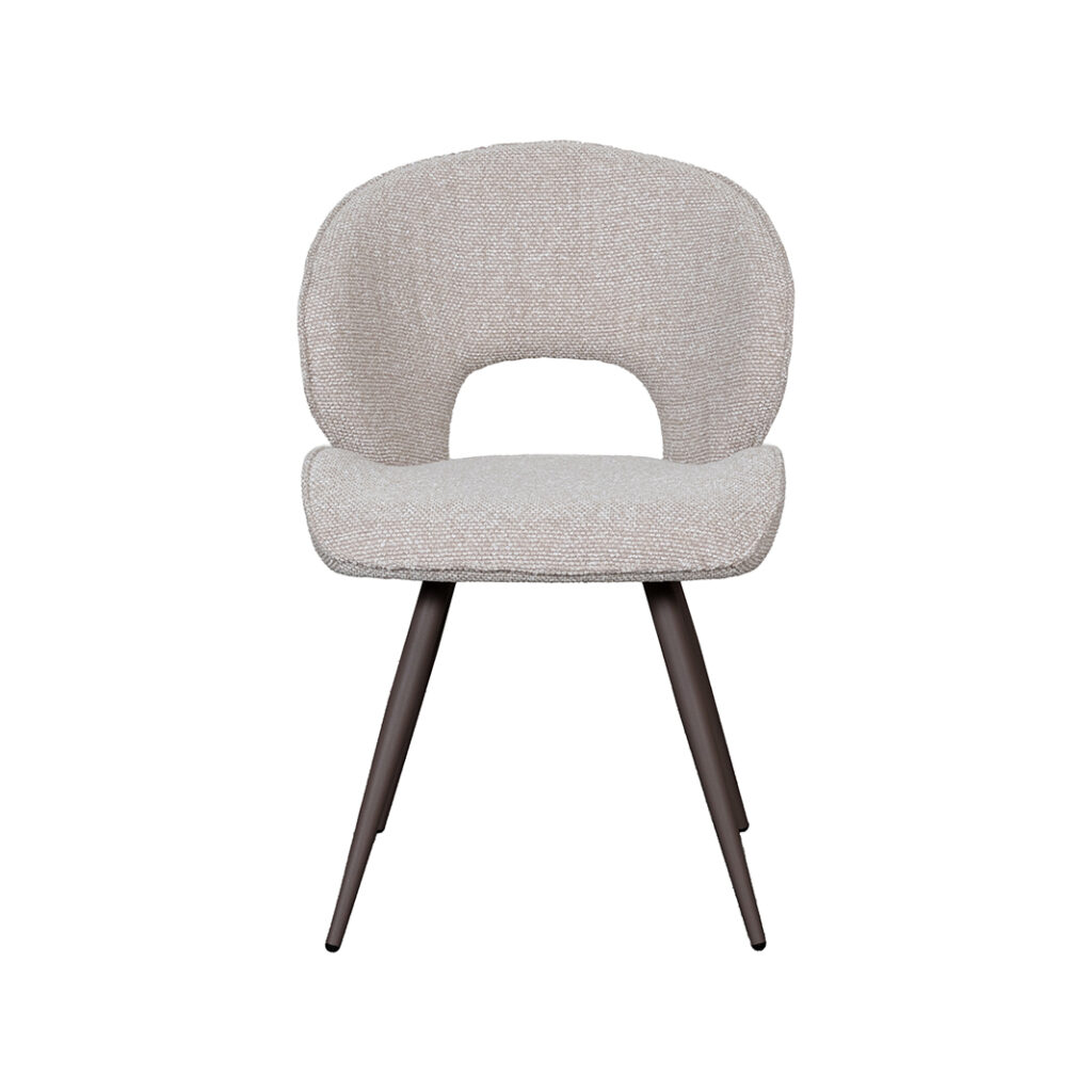 LABEL51 Eetkamerstoelen Sakura - Naturel - Boucle - Brons Metalen Frame