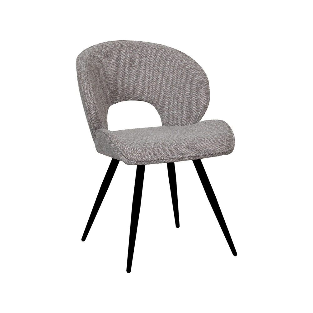 LABEL51 Eetkamerstoelen Sakura - Mushroom - Boucle - Zwart Metalen Frame
