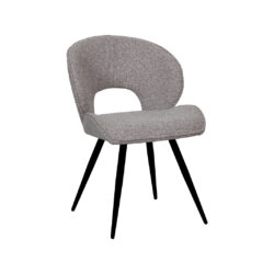 LABEL51 Eetkamerstoelen Sakura - Mushroom - Boucle - Zwart Metalen Frame