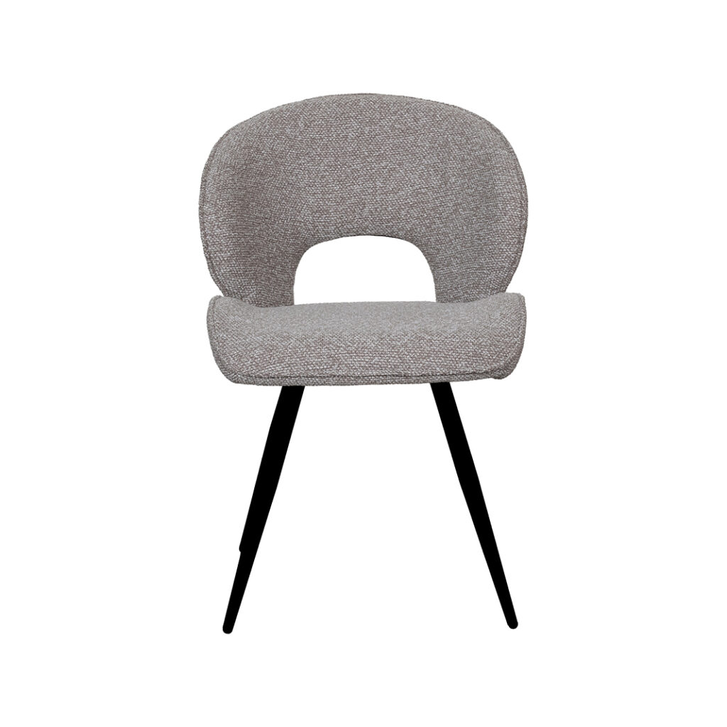 LABEL51 Eetkamerstoelen Sakura - Mushroom - Boucle - Zwart Metalen Frame