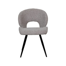 LABEL51 Eetkamerstoelen Sakura - Mushroom - Boucle - Zwart Metalen Frame