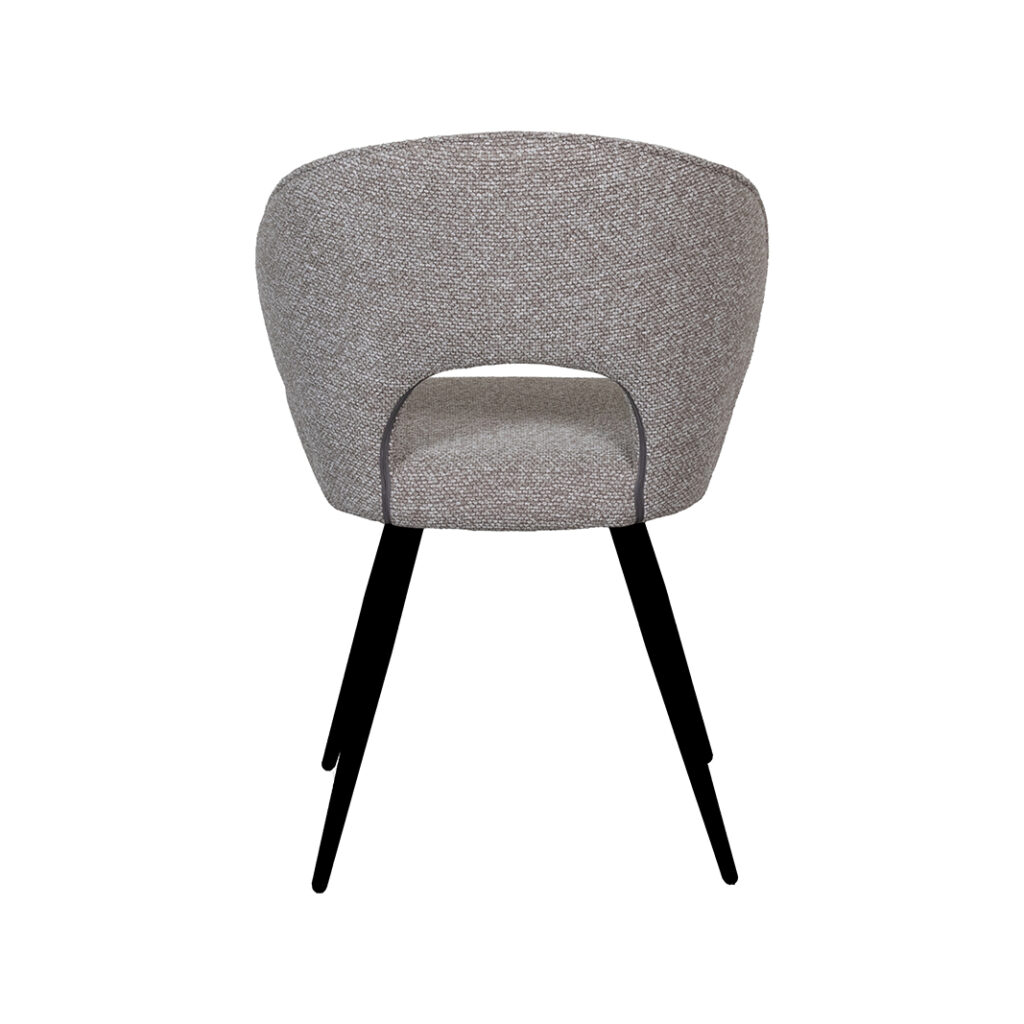 LABEL51 Eetkamerstoelen Sakura - Mushroom - Boucle - Zwart Metalen Frame