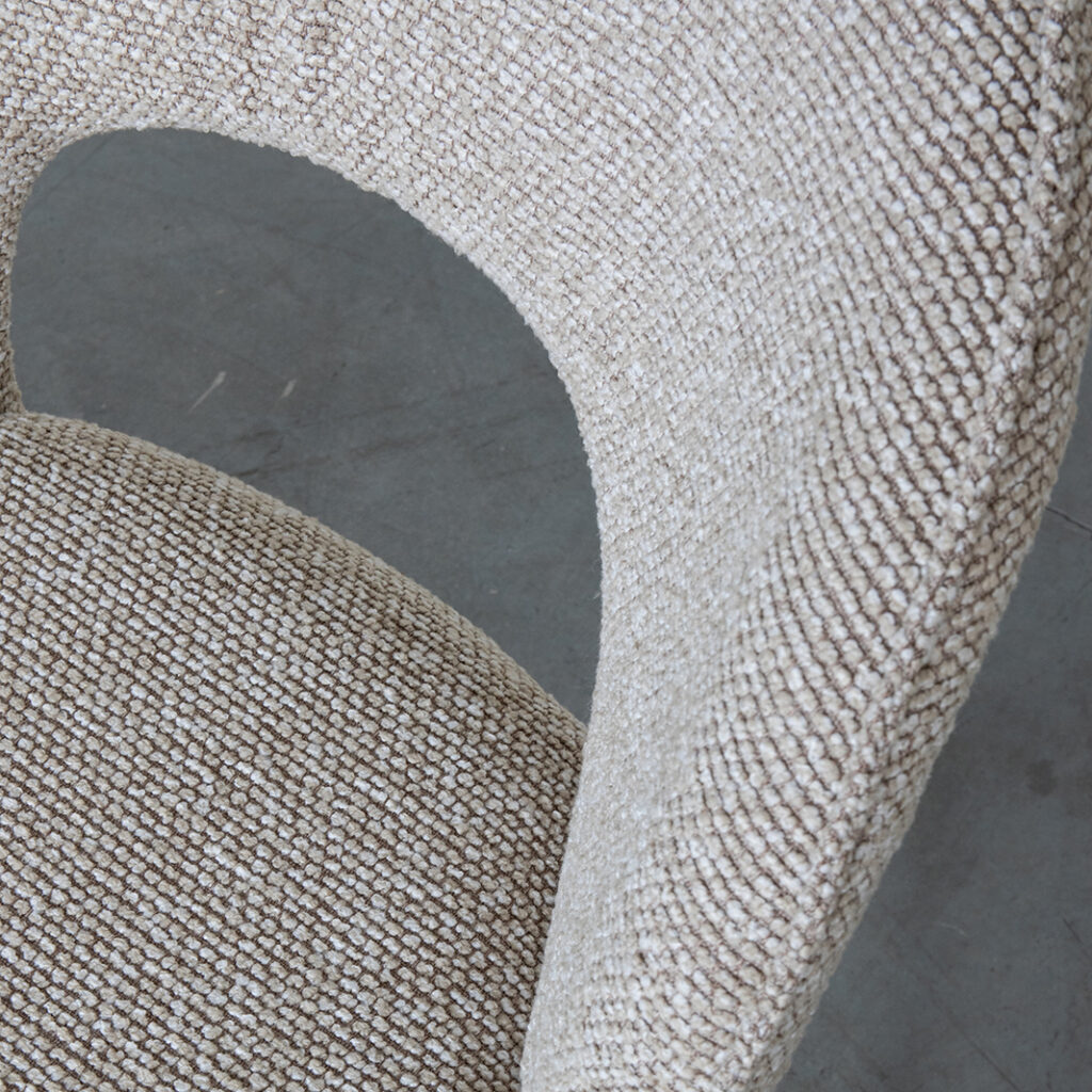 LABEL51 Eetkamerstoelen Sakura - Mushroom - Boucle - Zwart Metalen Frame