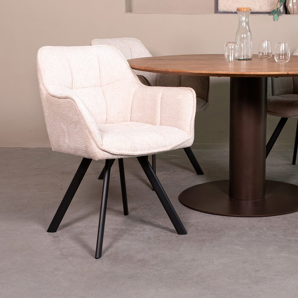 LABEL51 Eetkamerstoelen Riley - Naturel - Geweven