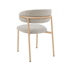 LABEL51 Eetkamerstoelen Kaito - Beige - Geweven - Naturel Houten Frame