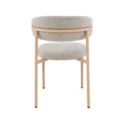 LABEL51 Eetkamerstoelen Kaito - Beige - Geweven - Naturel Houten Frame