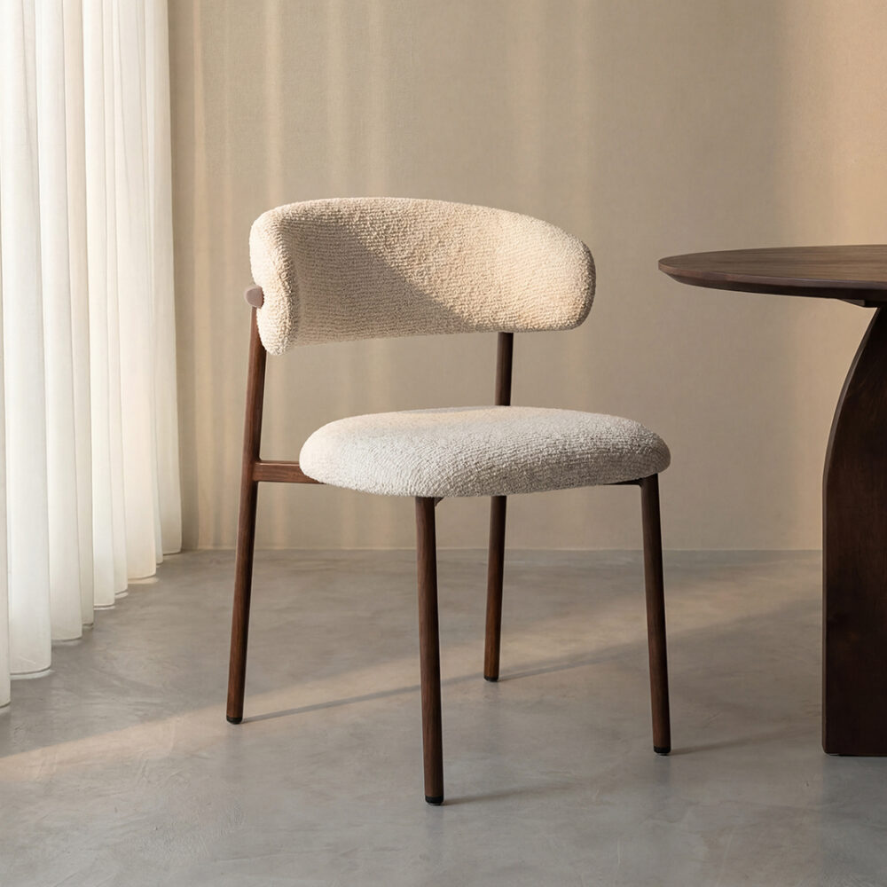 LABEL51 Eetkamerstoelen Kaito - Naturel - Geweven - Walnoot Houten Frame