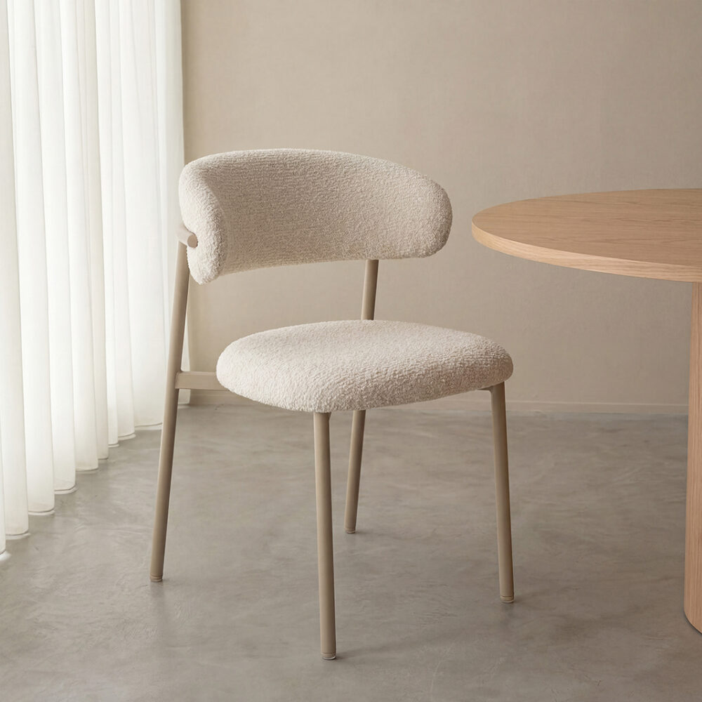 LABEL51 Eetkamerstoelen Kaito - Naturel - Geweven - Beige Metalen Frame