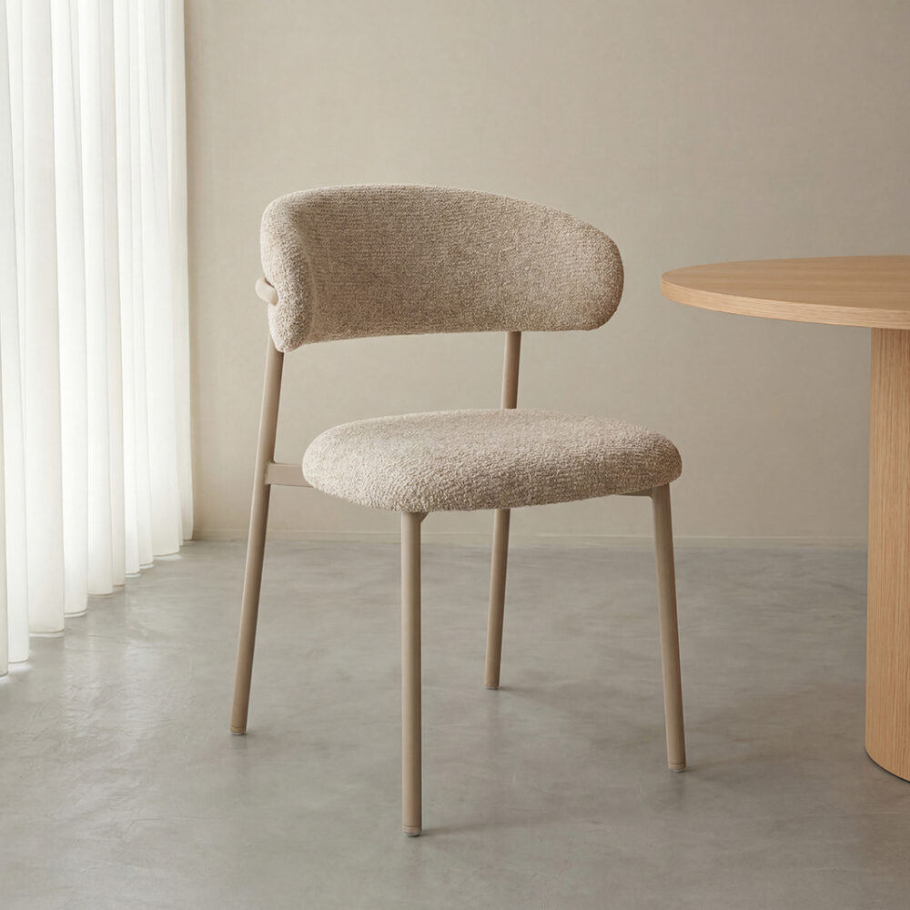 LABEL51 Eetkamerstoelen Kaito - Beige - Geweven - Beige Metalen Frame