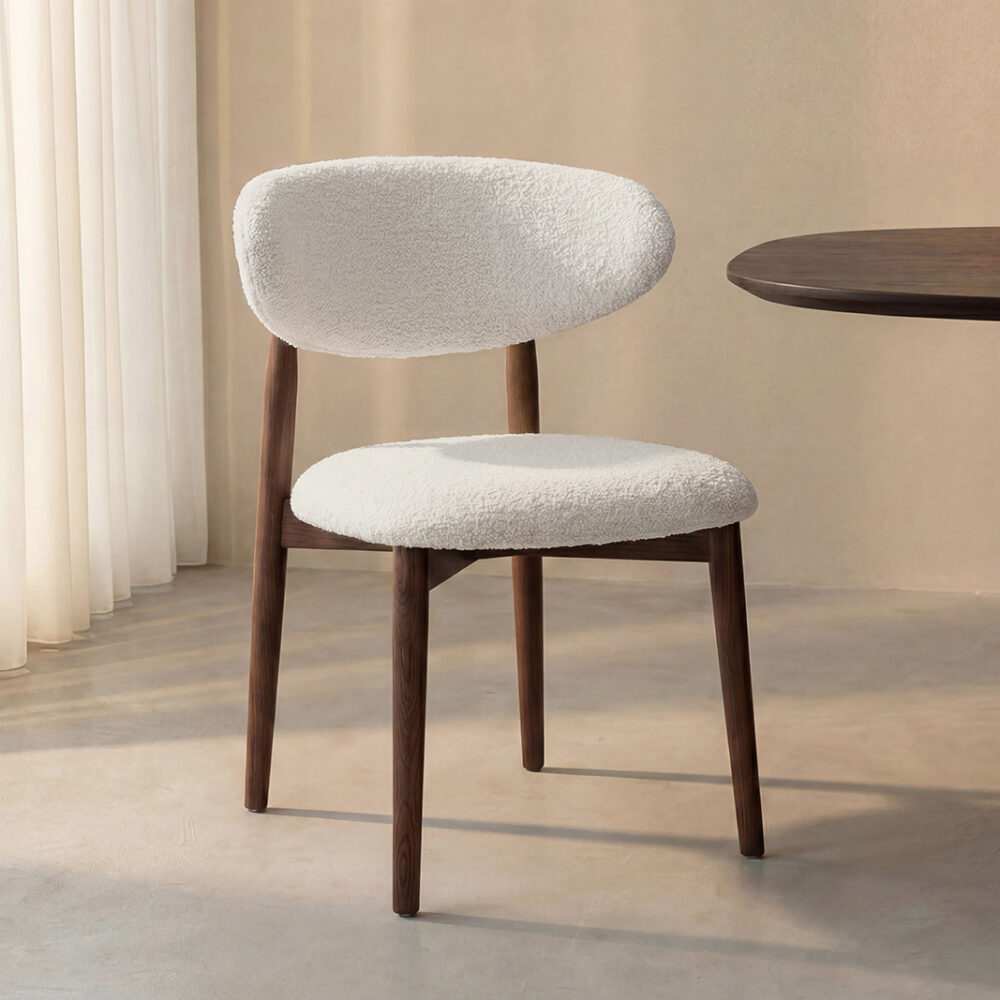 LABEL51 Eetkamerstoelen Kyoto - Naturel - Geweven - Walnoot Houten Frame