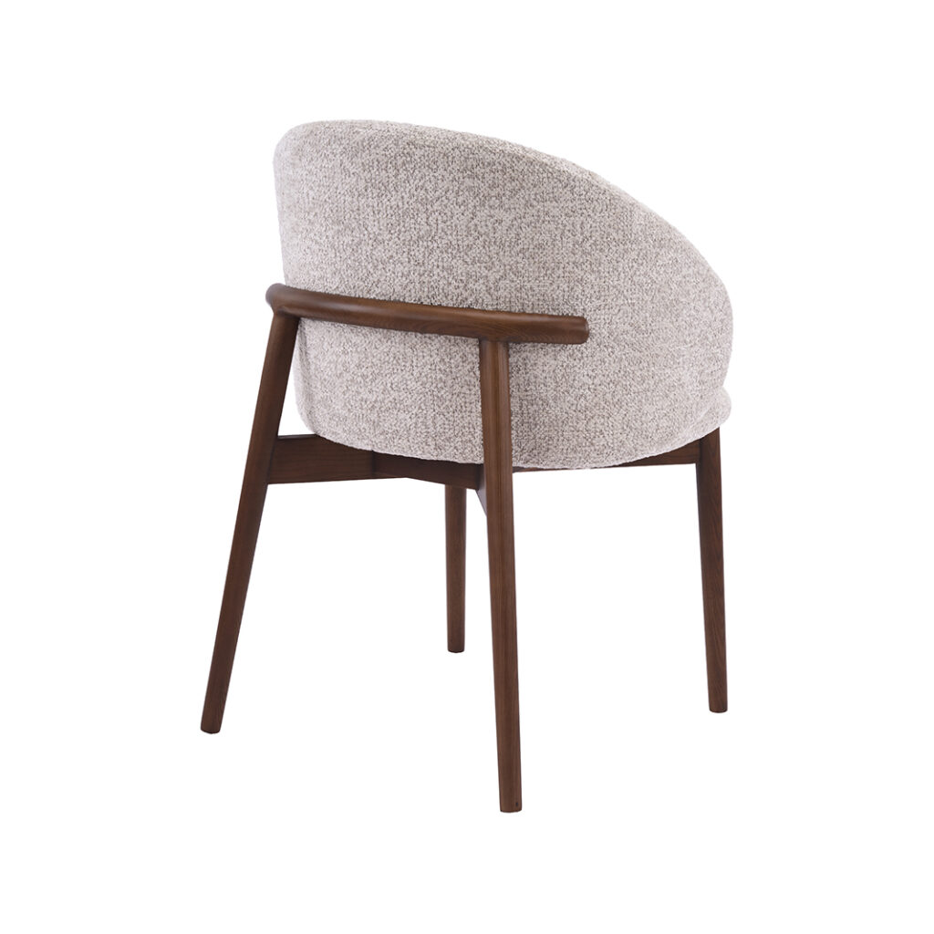 LABEL51 Eetkamerstoelen Nagano - Beige - Geweven - Walnoot Houten Frame