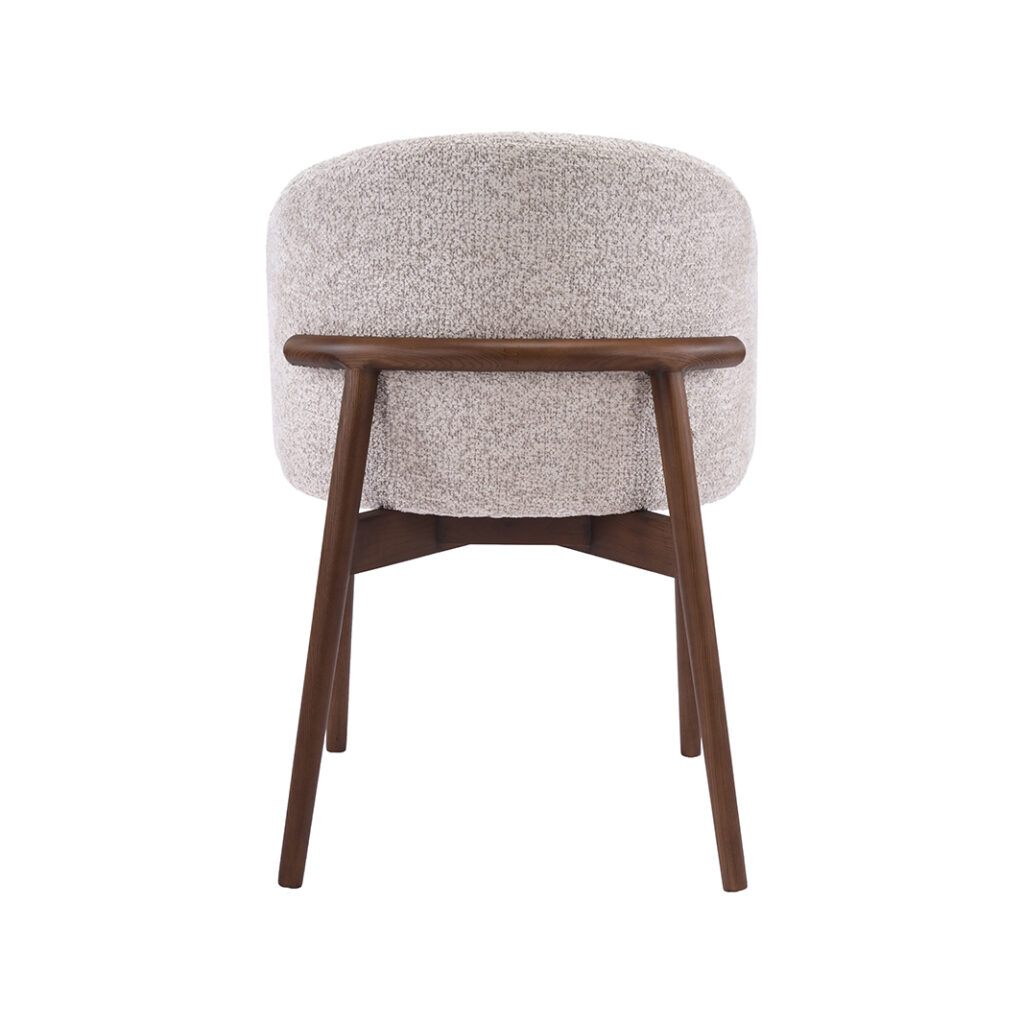 LABEL51 Eetkamerstoelen Nagano - Beige - Geweven - Walnoot Houten Frame