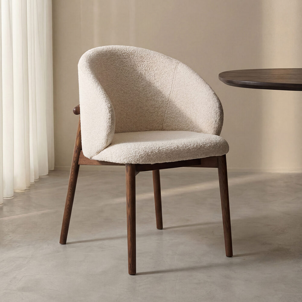 LABEL51 Eetkamerstoelen Nagano - Naturel - Geweven - Walnoot Houten Frame