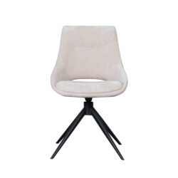 LABEL51 Eetkamerstoelen Marlow - Naturel - Chenille - Zwart Metalen Frame