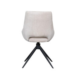 LABEL51 Eetkamerstoelen Marlow - Naturel - Chenille - Zwart Metalen Frame