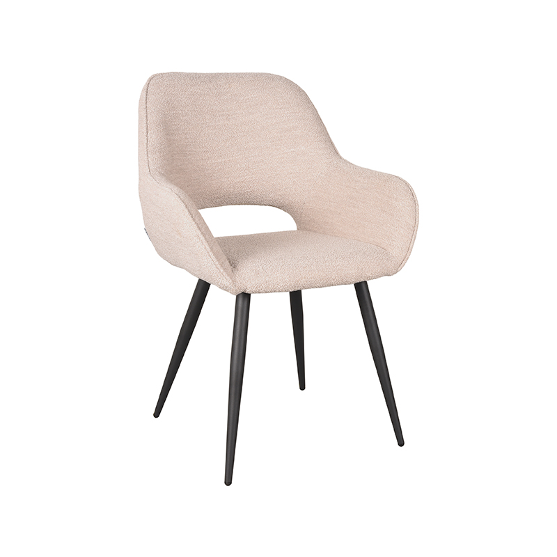 pro_79233_img_9142602 LABEL51 Eetkamerstoelen Fer - Naturel - Boucle - Zwart Metalen Frame