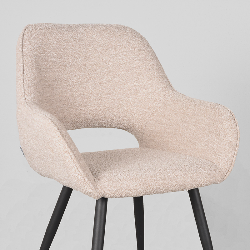 pro_79233_img_9142605 LABEL51 Eetkamerstoelen Fer - Naturel - Boucle - Zwart Metalen Frame